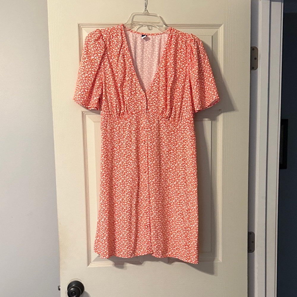 Floral V-Neck Dress - Red